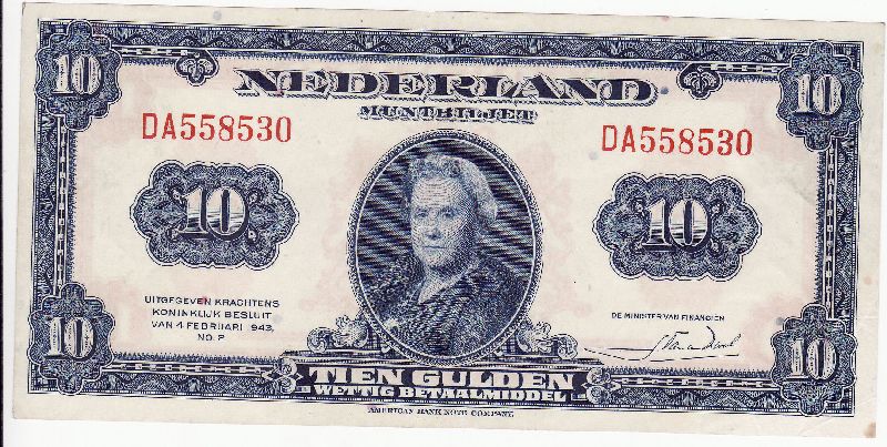 (afbeelding voor) 10 Gulden 1943- II PR Wilhelmina 44-1